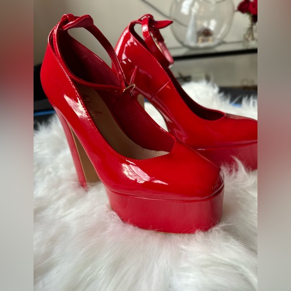 Mary Jane Red shoes platform shoes - Picture 5 of 8